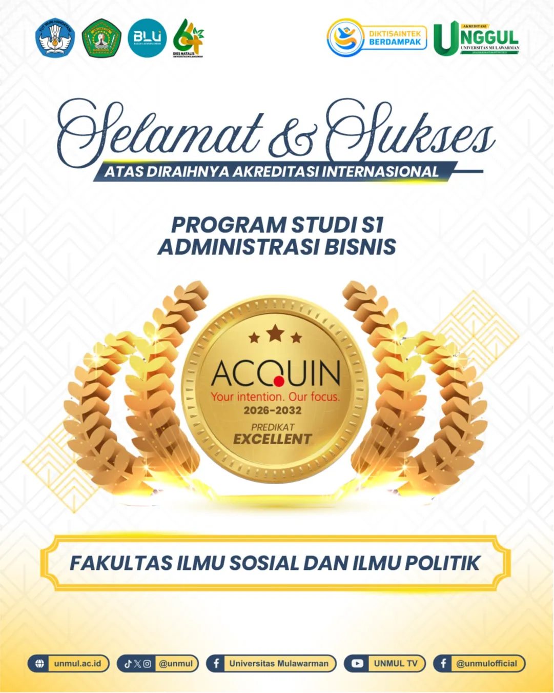 Prodi Administrasi Bisnis FISIP UNMUL Raih Akreditasi Internasional ACQUIN